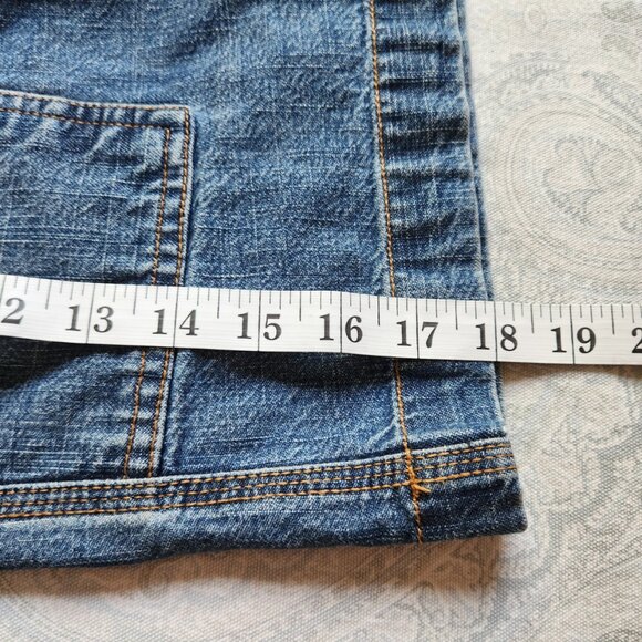 [10] Cherokee Denim Miniskirt size 10 six pockets 100% cotton jean skirt pockets - Picture 12 of 12